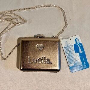 Vintage Luella Bartley Silver Mini Clutch with Rhinestone Heart